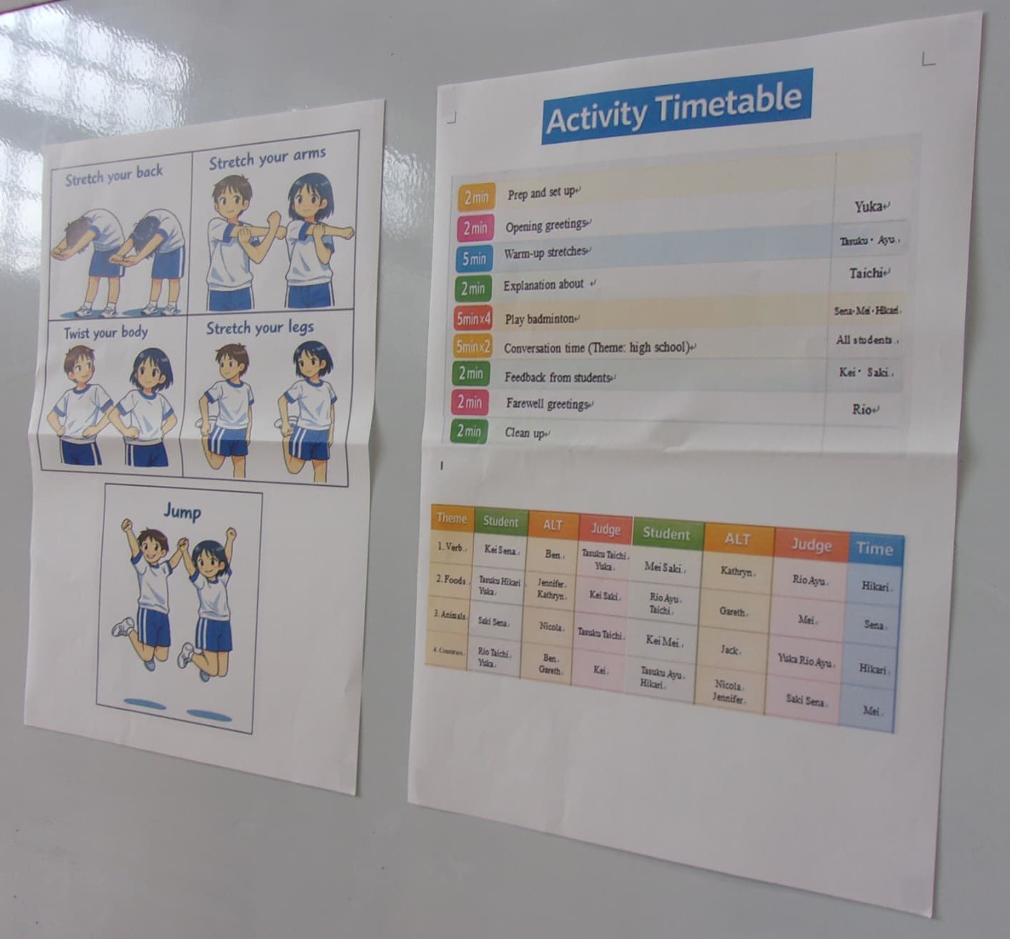 バドミントンのタイムテーブル