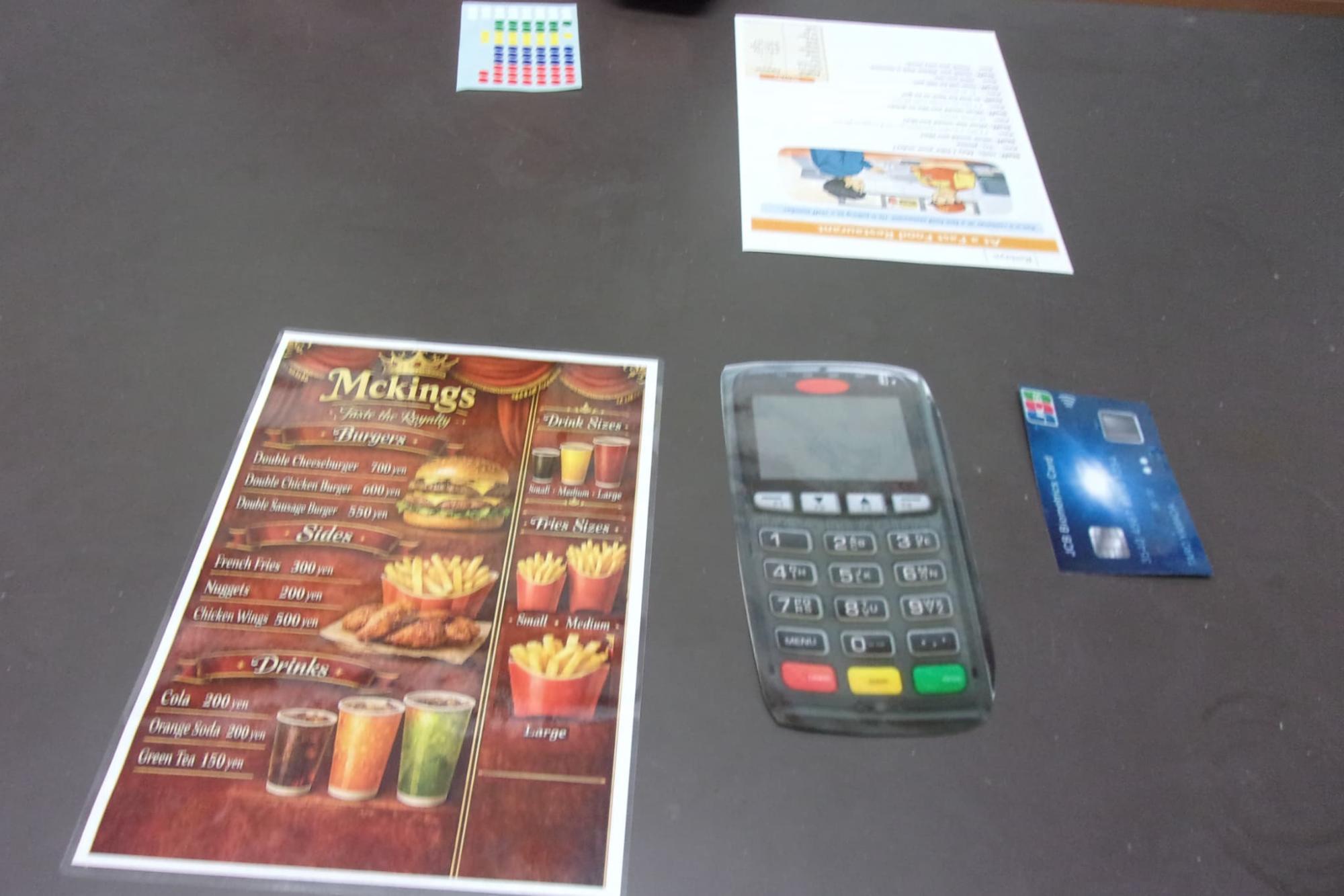 先生お手製のファーストフード店のメニュー