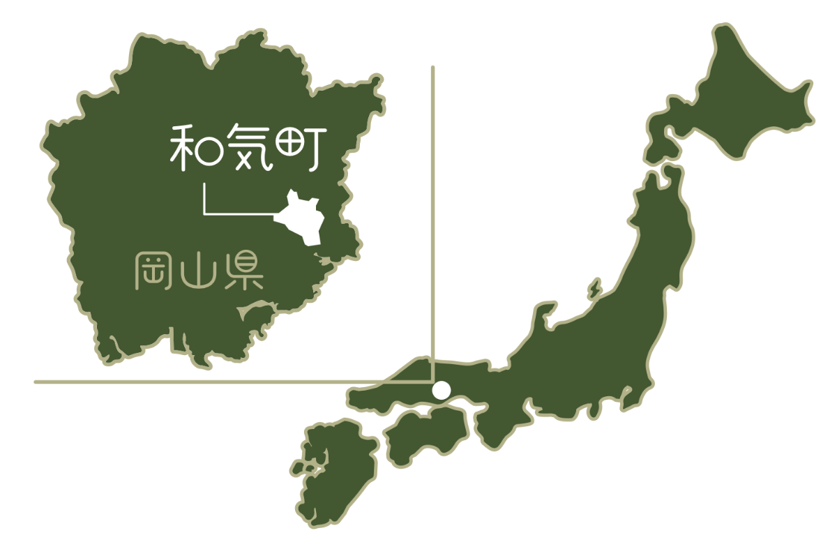 日本と岡山県の地図